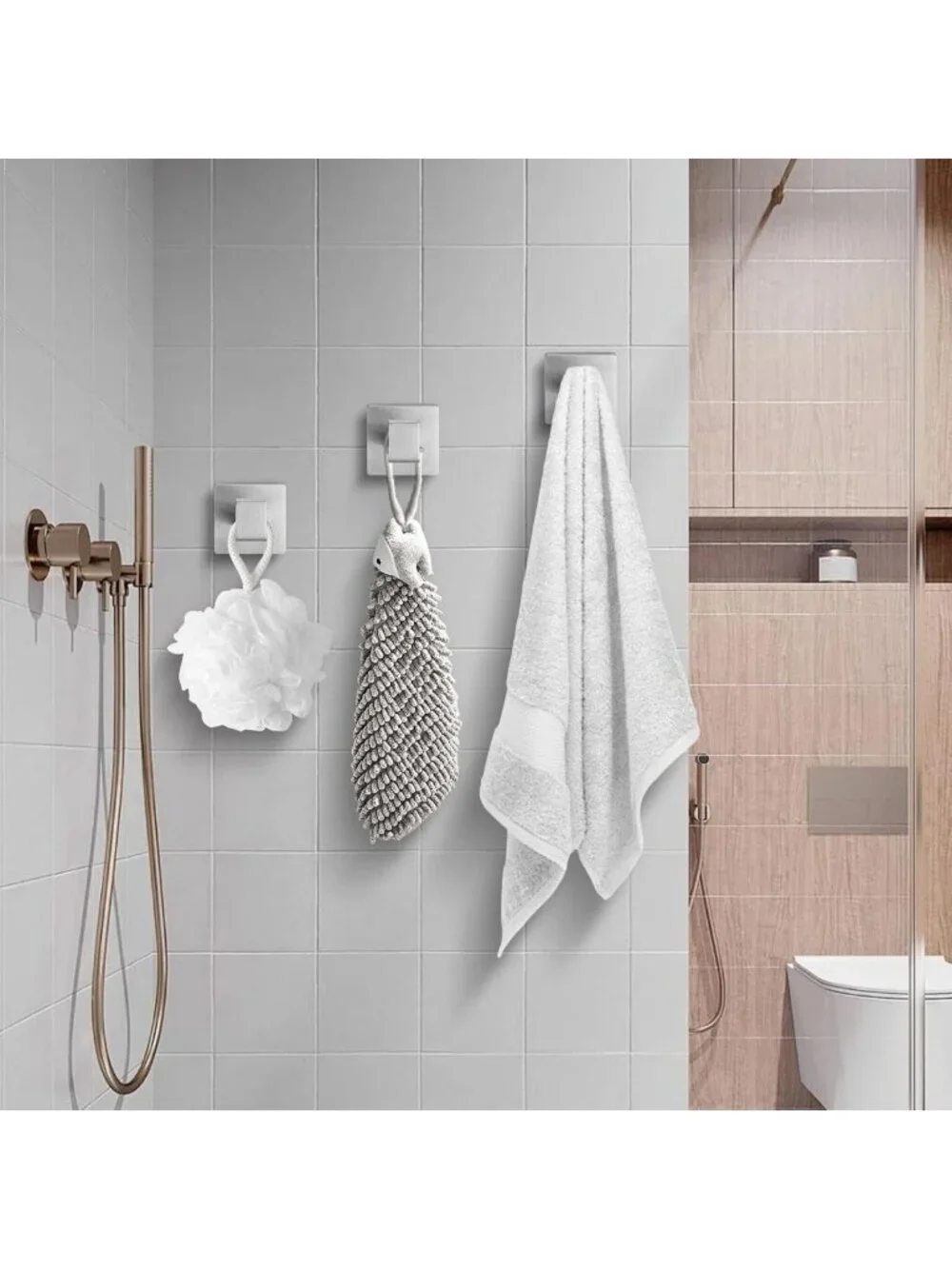 Heavy Duty Stainless Steel Towel Hooks - Modern Wall Mounted 2 Pack for